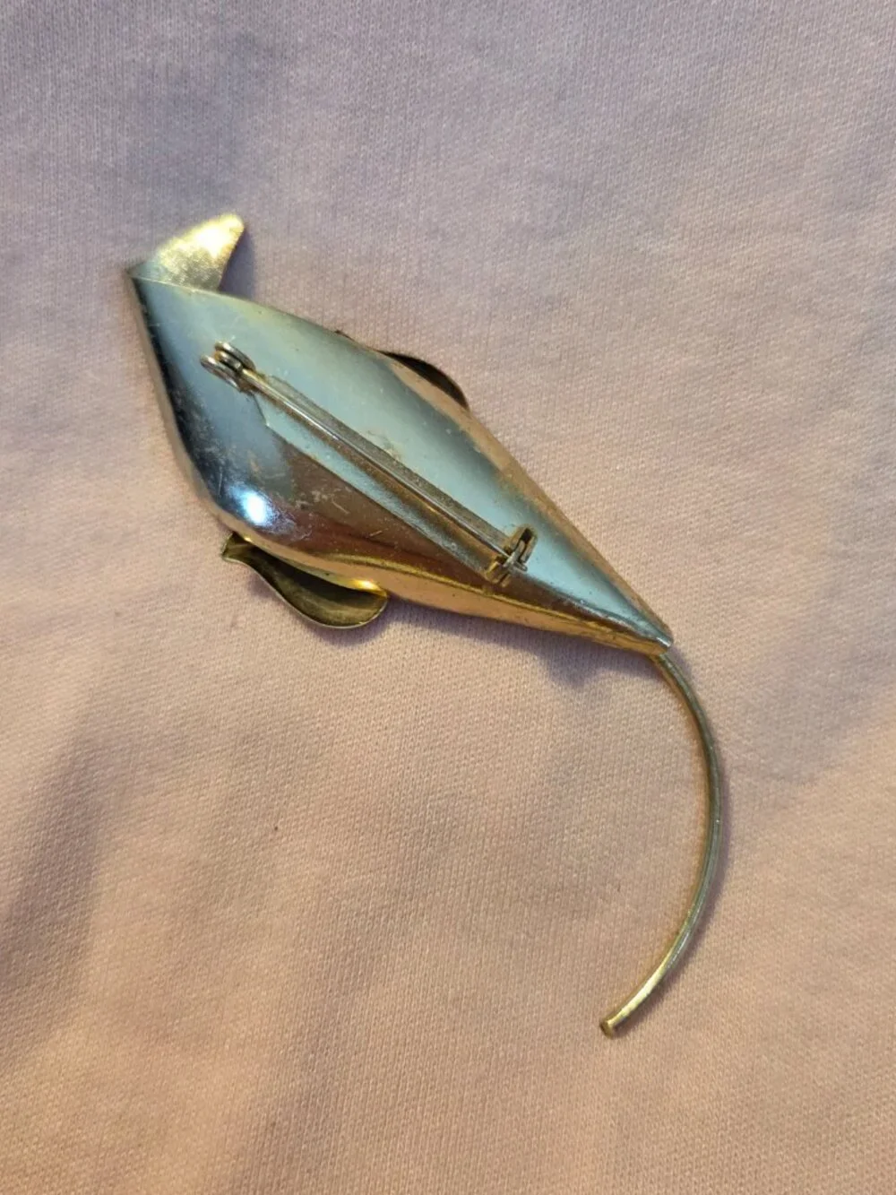 Vintage Gold-Tone Calla Lily Brooch | Retro Sculptural Floral Costume Jewelry Pi